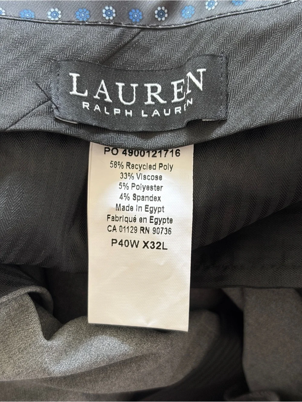 Ralph Lauren Charcoal Gray Relaxed Men's Trousers